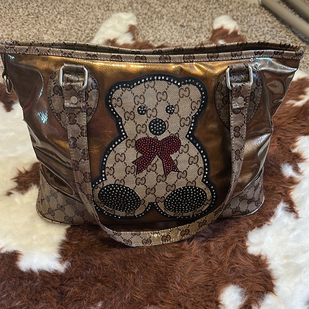 GG Brown Teddy Bear Tote Bag